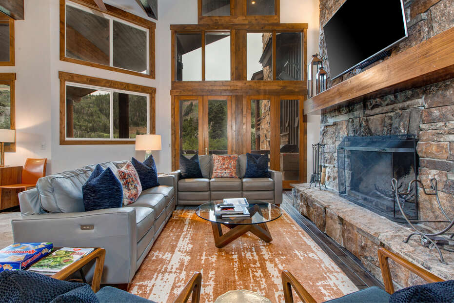 Living Room with Fireplace in One of Our Park City Home Rentals.