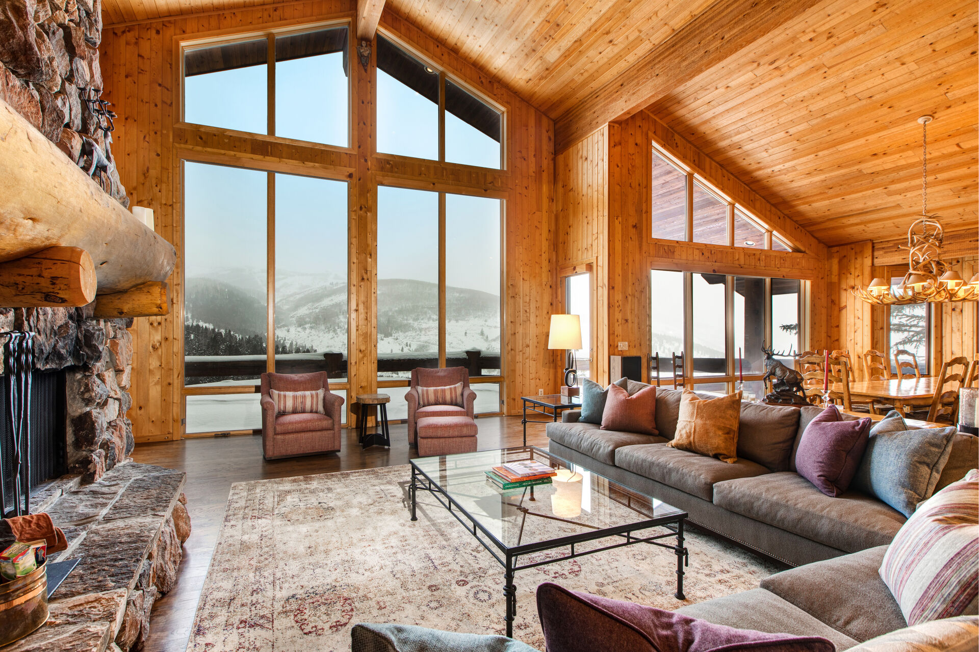 Great Room with Mountain Views in Our Deer Valley Luxury Rentals.