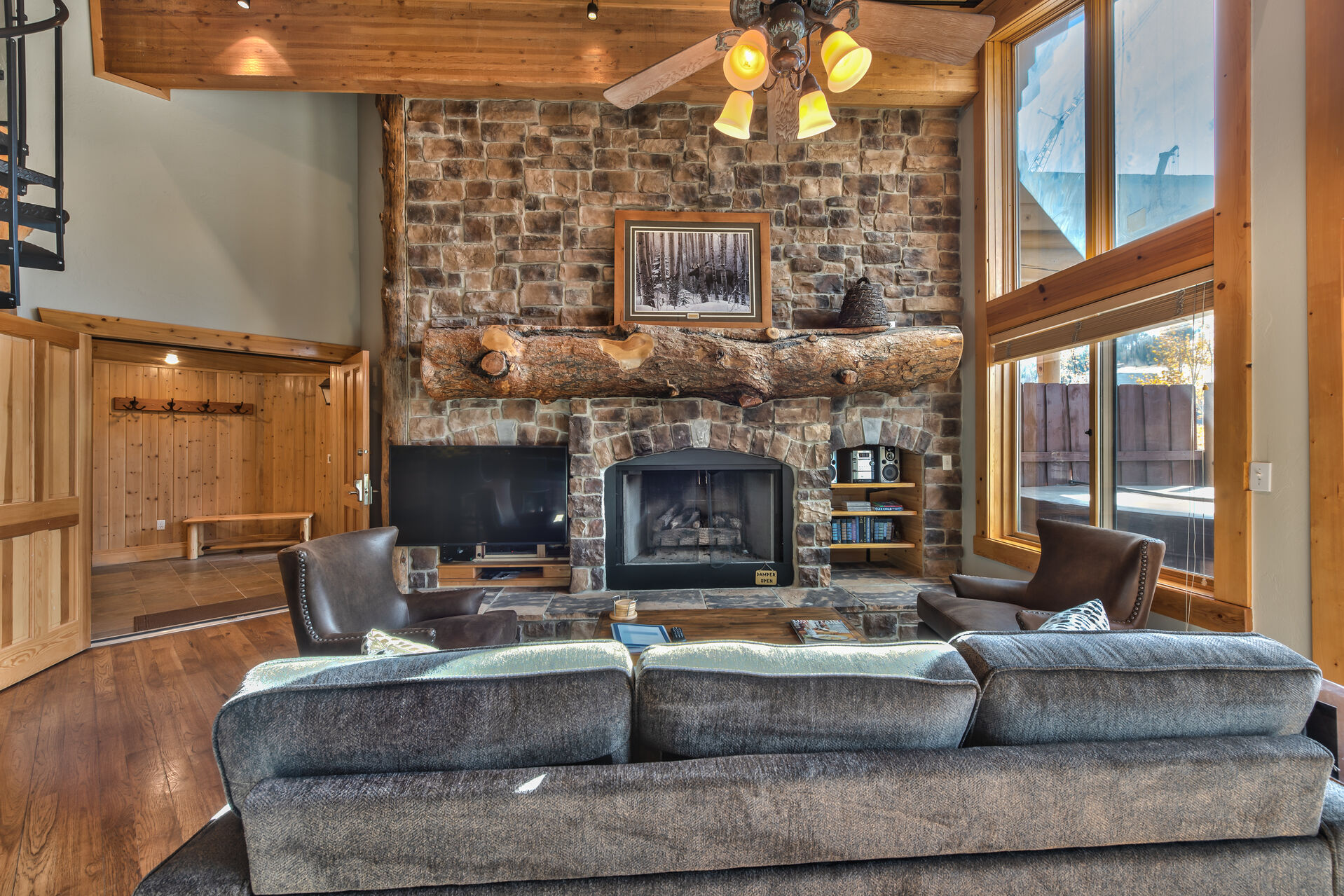 The Living Room with Fireplace in Our Black Bear Lodge in Deer Valley, Utah.