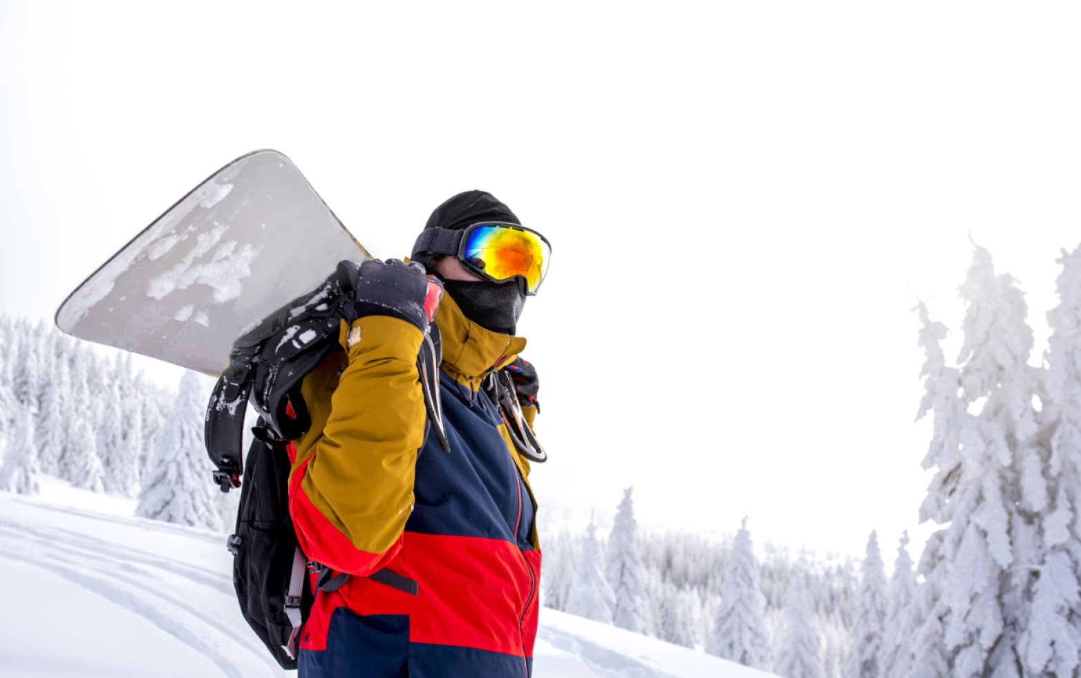 Snowboarder at the Mountains Enjoying Park City Winter Activities.