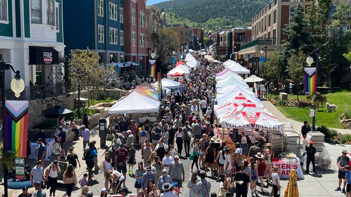 People enjoying the market during the Park City Silly Sunday Market.